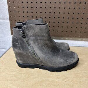 Sorel Joan of Arctic Wedge II Side Zip Gray Boots Patina Size 9.5 NL3364-052